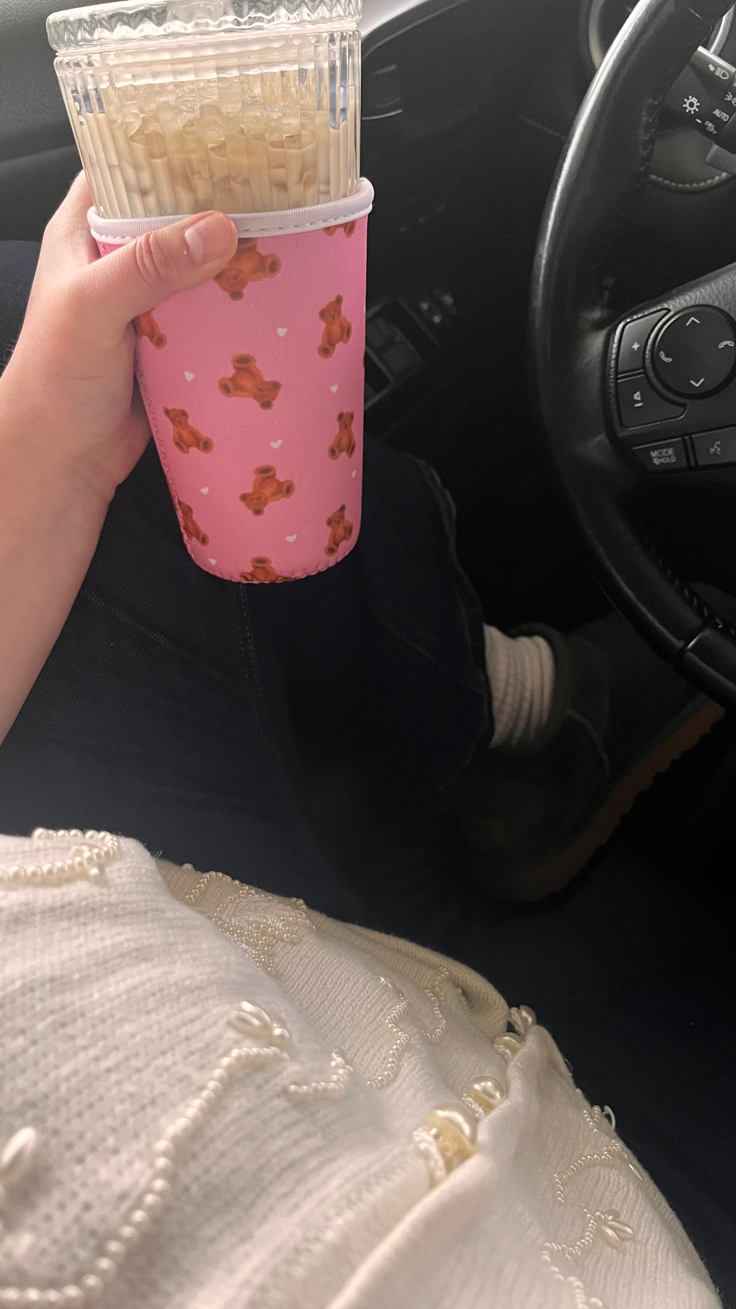 Pink Teddy Bear Drink Sleeve
