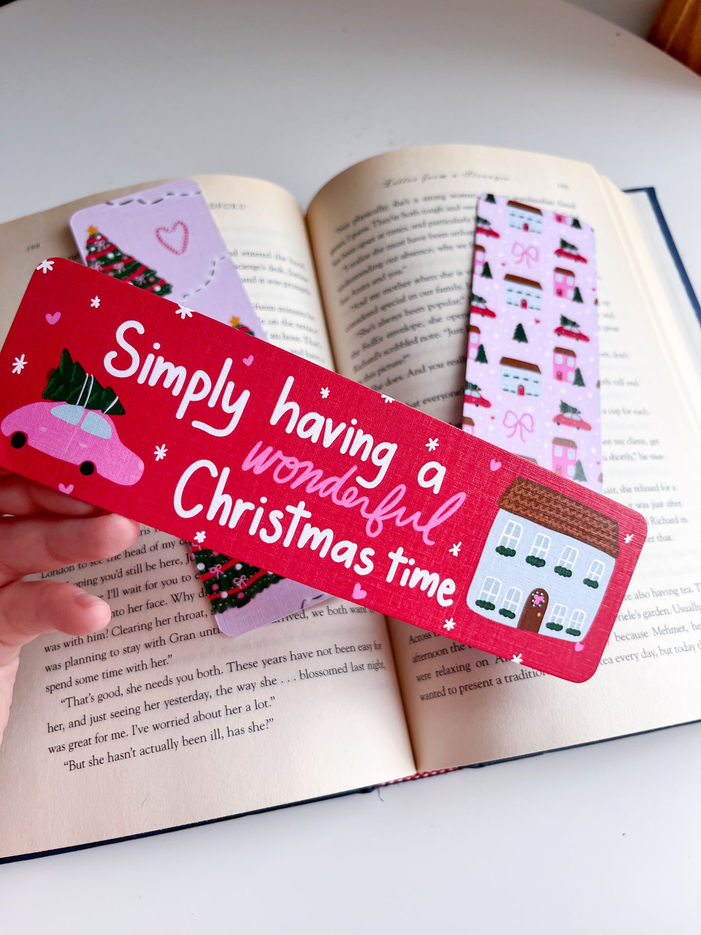 Pink Christmas Bookmark Set