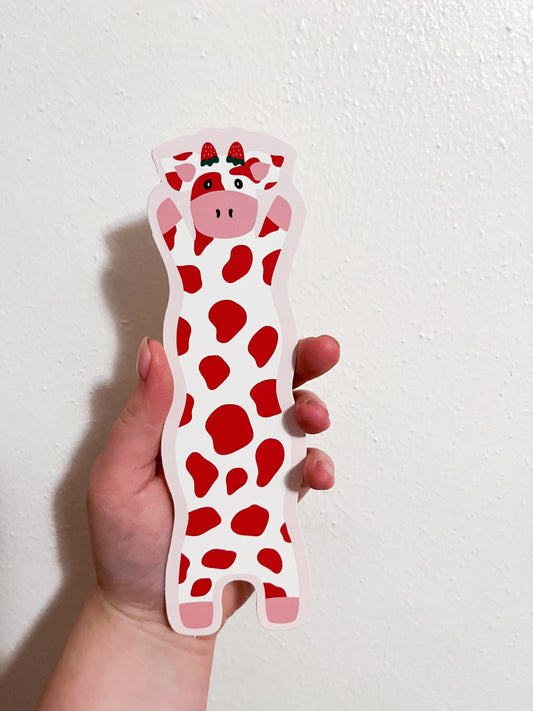 Strawberry Wavy Cow Bookmark